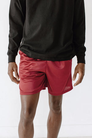 MSPP054 -Unisex Mesh Gym Shorts - Burgundy