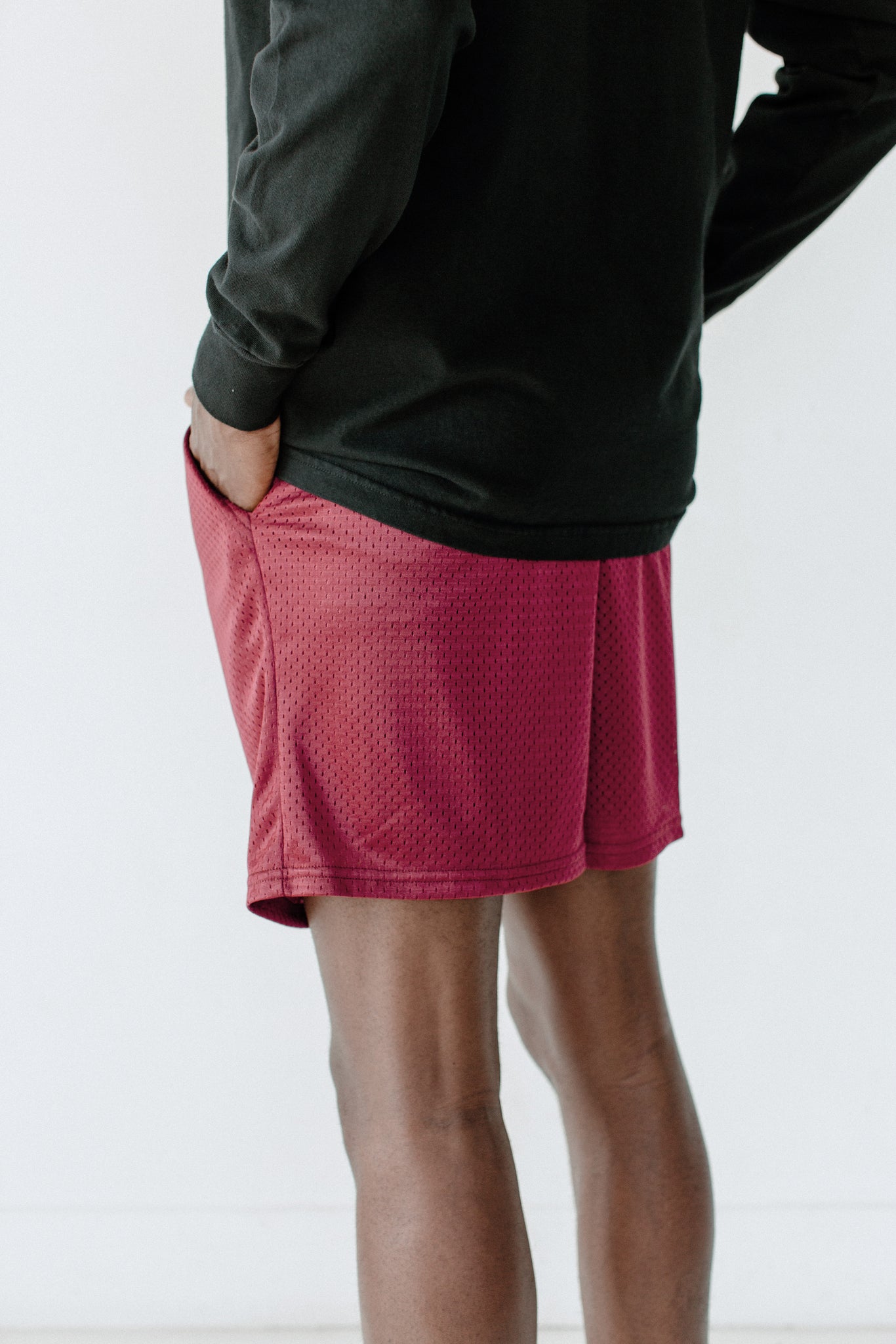 MSPP054 -Unisex Mesh Gym Shorts - Burgundy