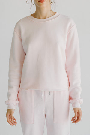 Tri-Blend Fleece Crewneck Sweatshirt Made in USA Pink