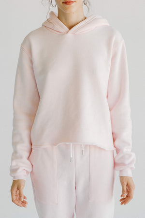 Tri-Blend Fleece Hooded Pullover Sweatshirt with Sweatpants Set Pink